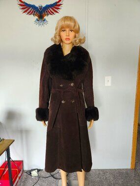 #774 Vintage suede leaather/lamb fur coat